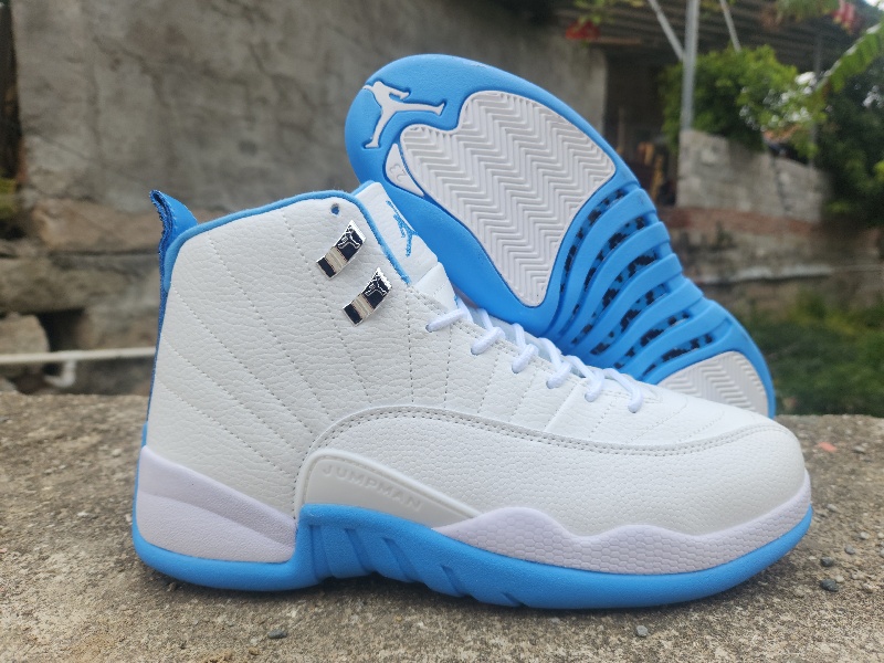 Men's Running weapon Air Jordan 12 White/Blue Shoes 091